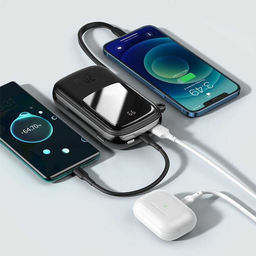 Портативный аккумулятор BASEUS Qpow Pro Digital Display (встроенный кабель Lightning, 3A, 20000 мА⋅ч) фотография 6