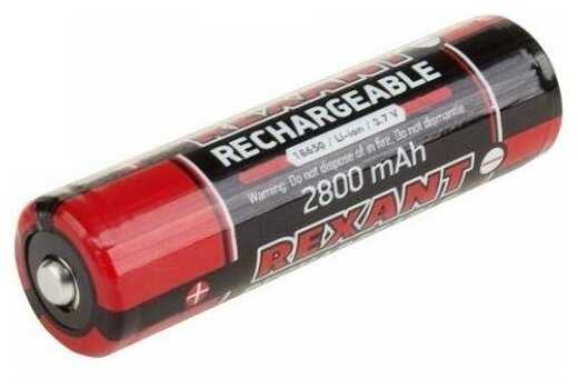 Аккумулятор Rexant 18650 2800mAh 3.7V с защитой (30-2030-05) фотография 1