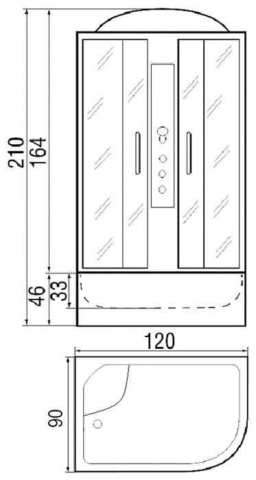 Душевая кабина River Nara 120/90/44 L высокий поддон 120см*90см фотография 3