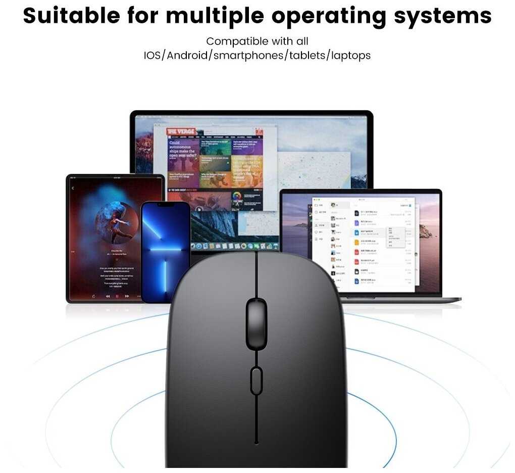 Беспроводная перезаряжаемая Bluetooth + Wireless мышь Booox фотография 8
