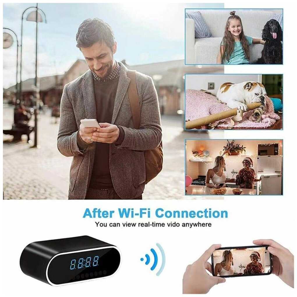 Многофункциональный монитор домашней безопасности HD 1080P WiFi камера (будильник, видеорегистратор с ночным видением) фотография 8