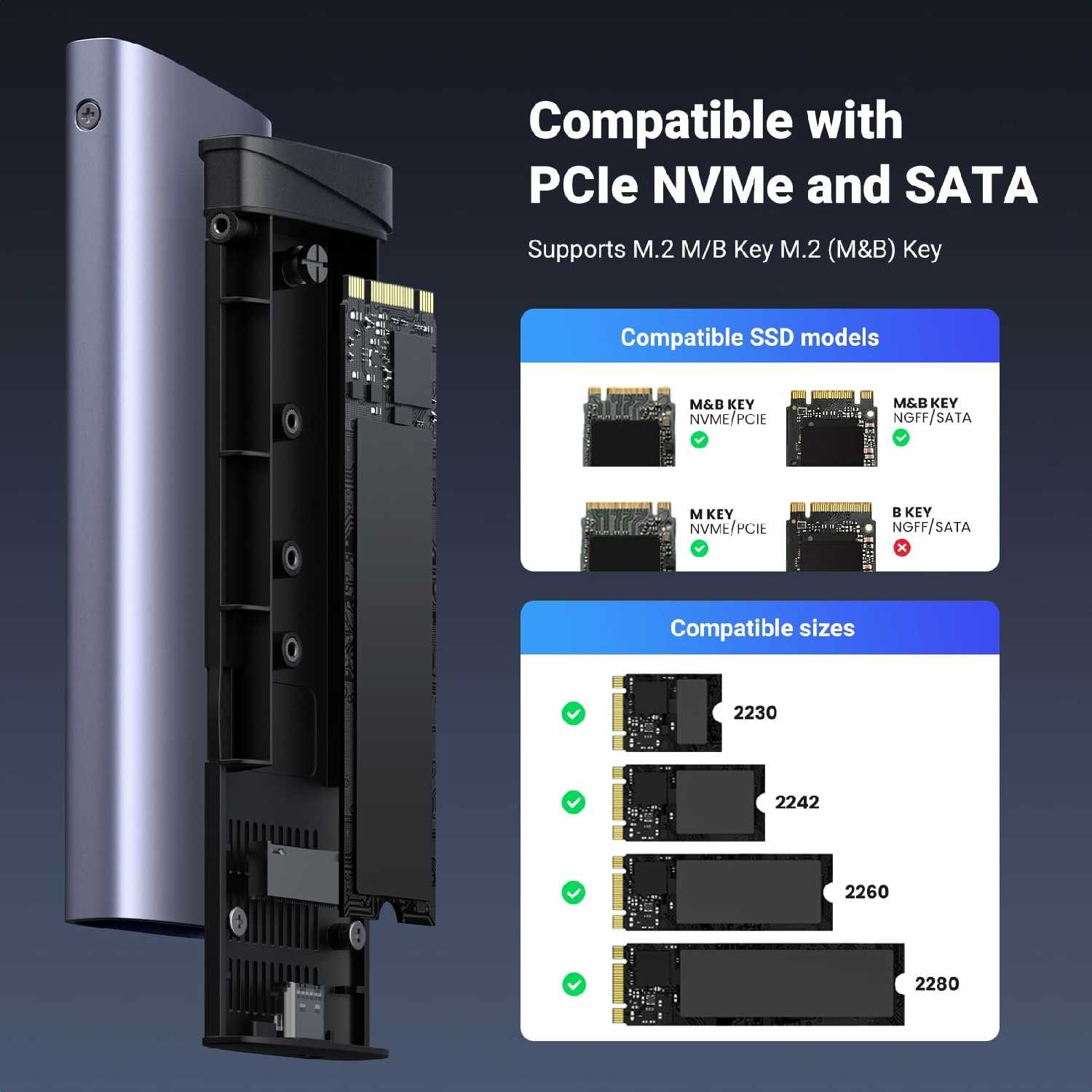 Бокс для жесткого диска Ugreen CM767 (M.2 NVMe and SATA) (15813) фотография 32
