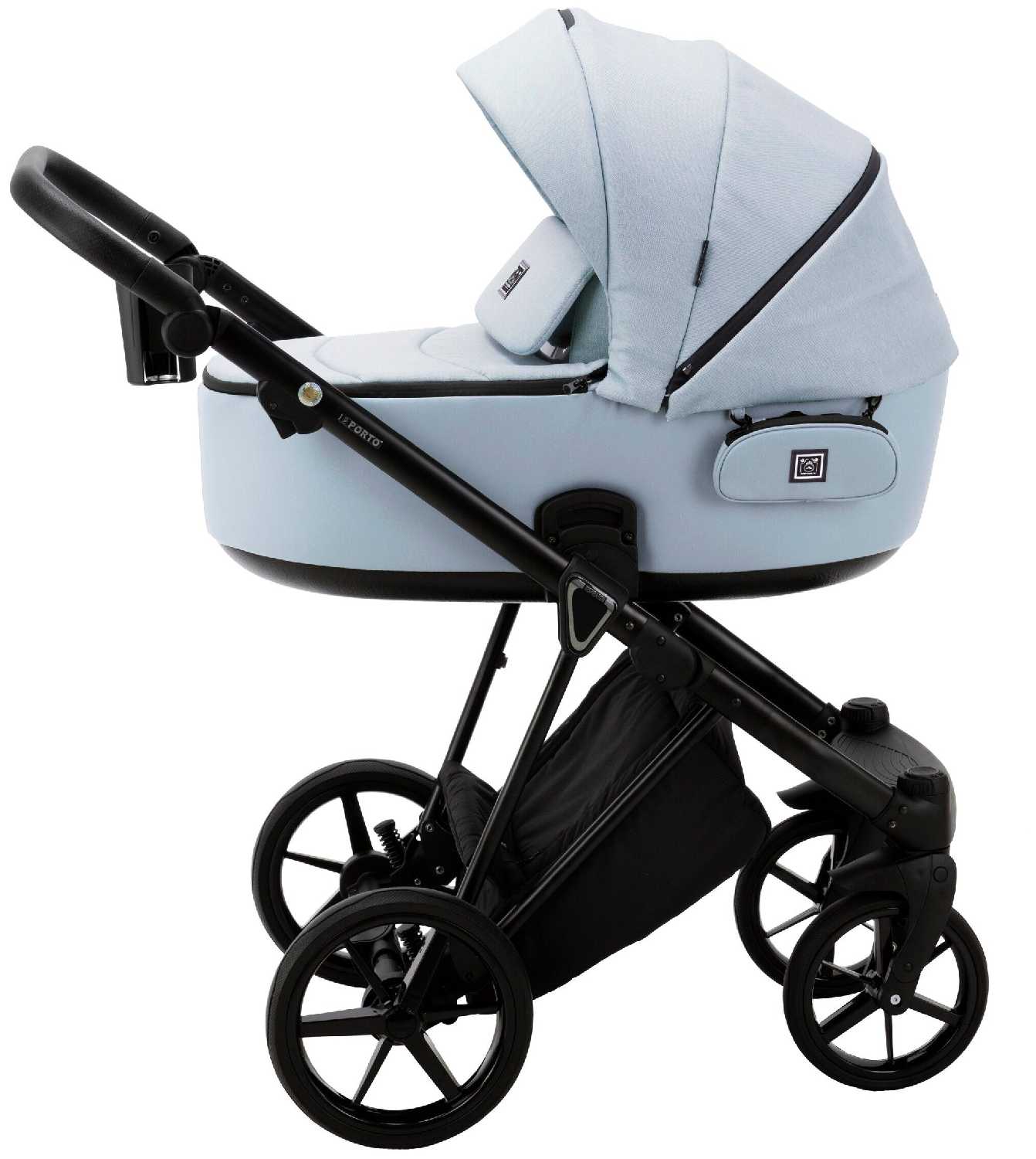 Коляска универсальная Adamex Porto TIP 2 в 1, PO-PS24 - Голубой, голубая экокожа фотография 1