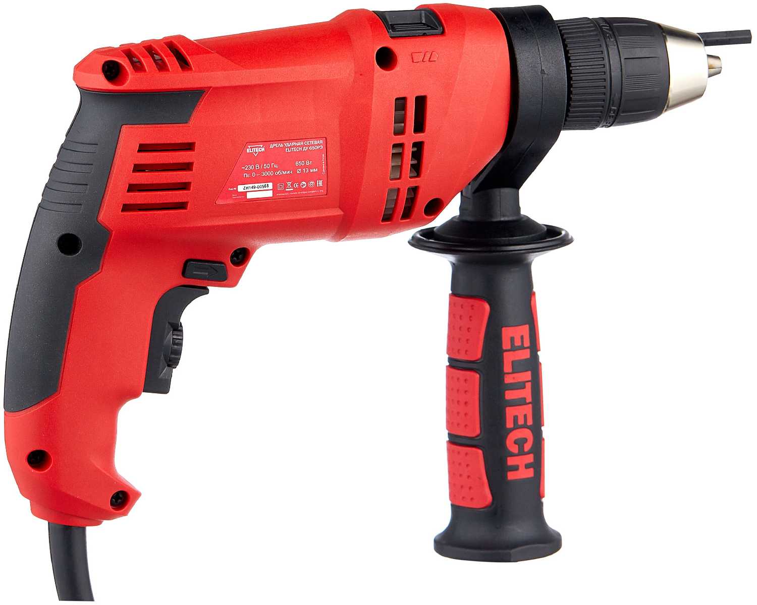 Дрель ударная ELITECH ДУ 650РЭК, 850 Вт фотография 1
