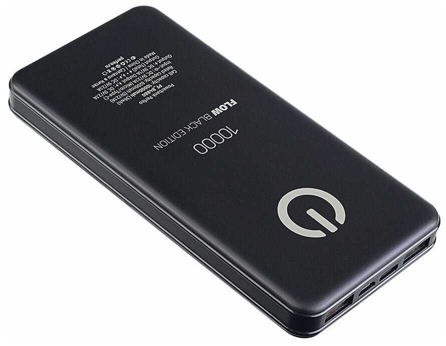 Perfeo Powerbank Flow 10000mah In Type-C/Micro usb/Out USB 1 А, 2.1A/ Black фотография 3