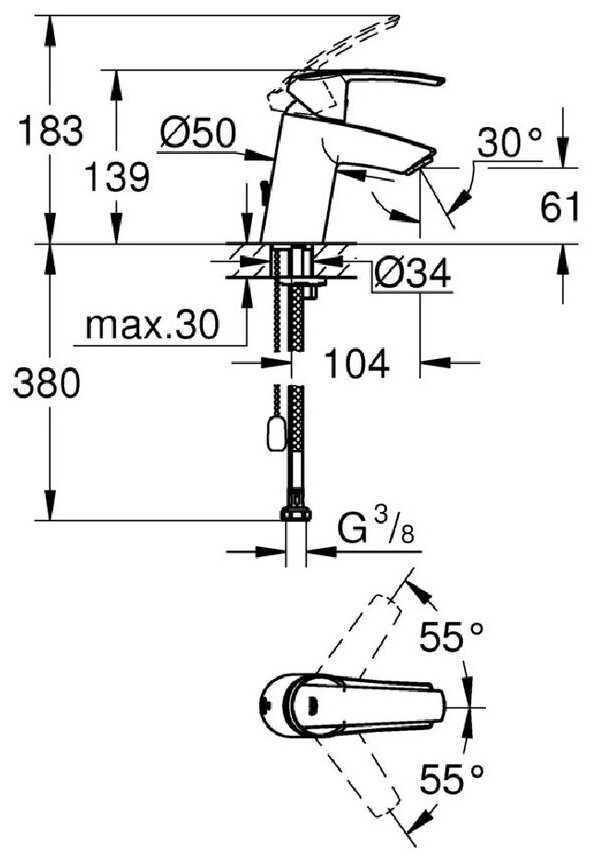 Смеситель для раковины (умывальника) Grohe Start 32277001, рычажный фотография 1