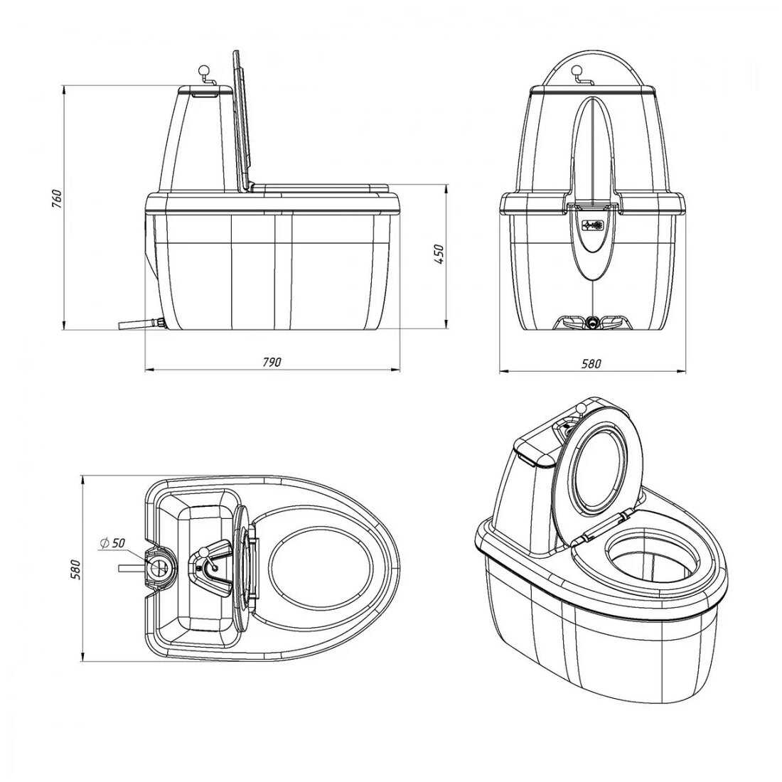 Компостный торфяной Биотуалет ЭкоПром Rostok Комфорт, 90 л фотография 15