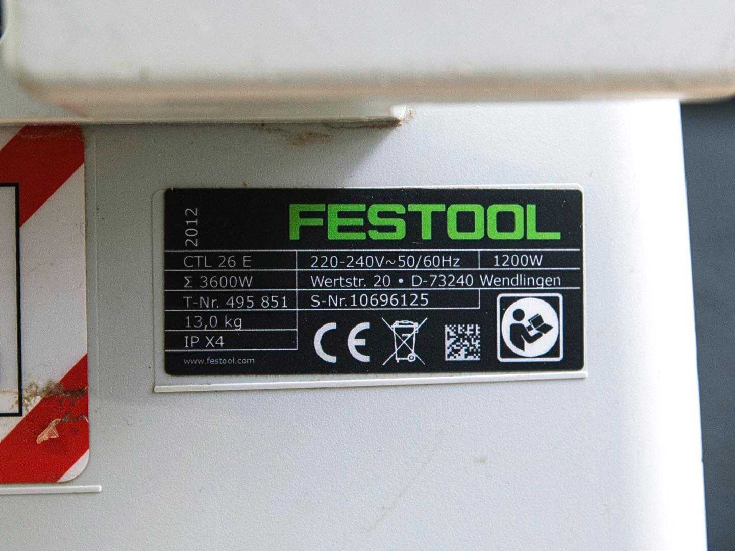 Пылеудаляющий аппарат Festool CLEANTEC CTL 26 E (574947) фотография 6