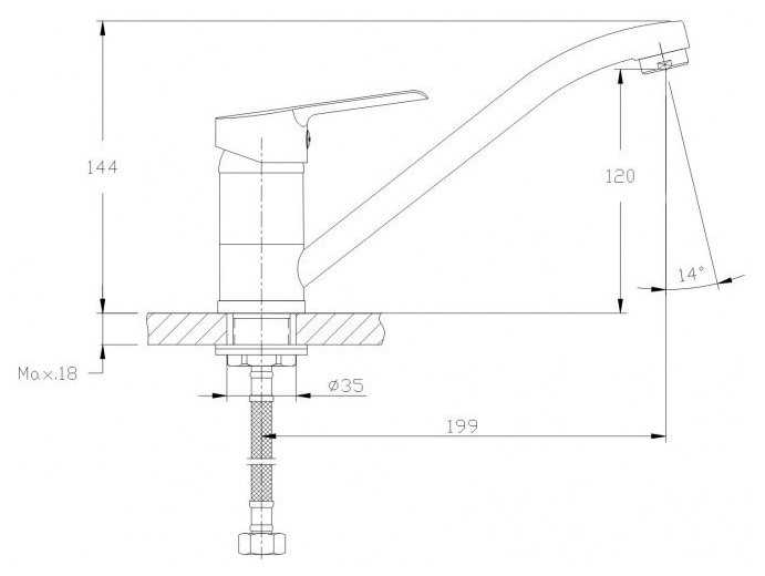 Смеситель для кухни (мойки) RUSH Victoria VI7135-27, рычажный фотография 1