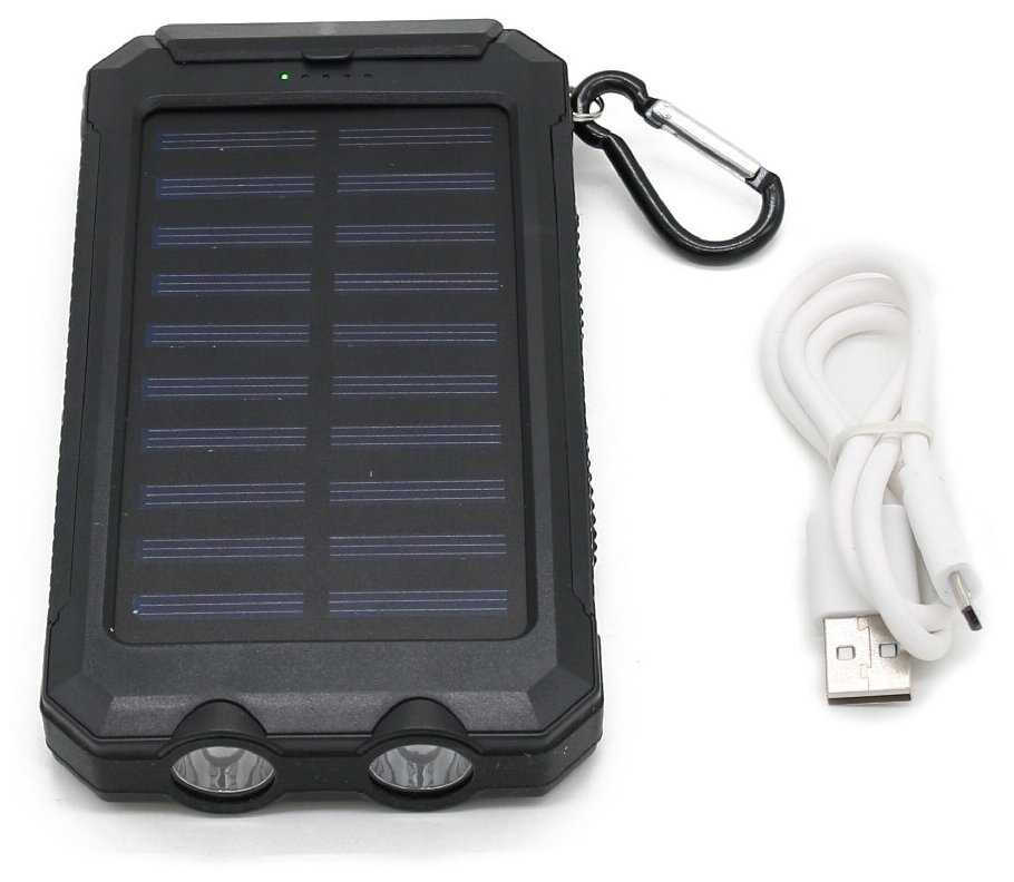 Внешний аккумулятор power bank 20000 mah c солнечной батареей (черный)
