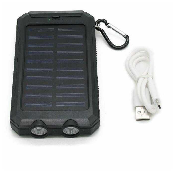 Внешний аккумулятор power bank 20000 mah c солнечной батареей (черный) фотография 1