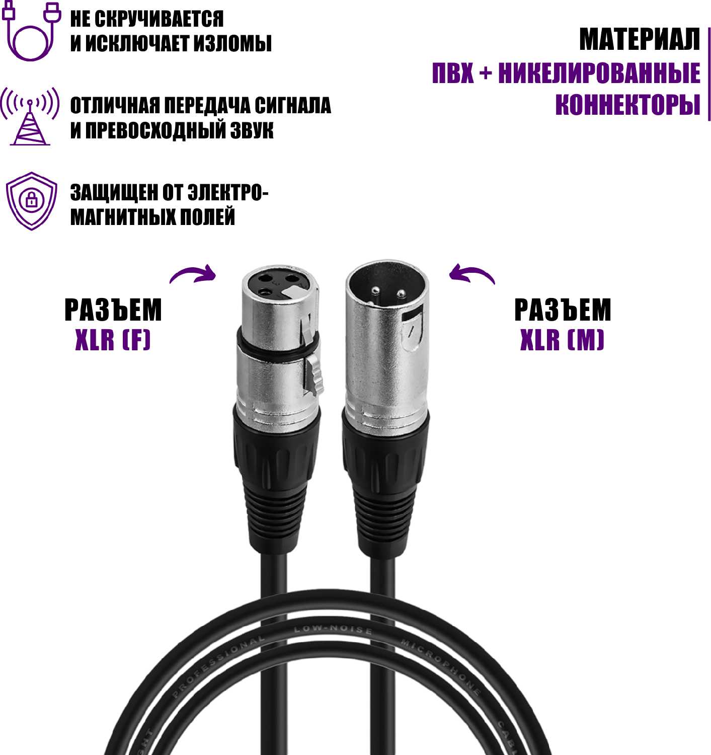Динамический микрофон RVM с кабелем 3 м, разъем XLR (M) - XLR (F) фотография 6