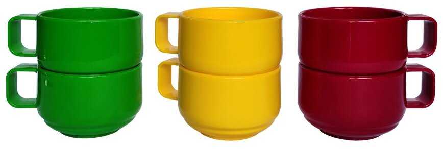 Набор пластиковой, многоразовой посуды SOLARIS кружки толстостенные 6 шт. 0,28л фотография 2