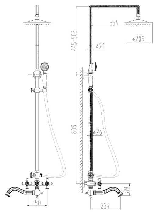 Душевая стойка ZorG Antic A 7002DS-SL, серебро фотография 1