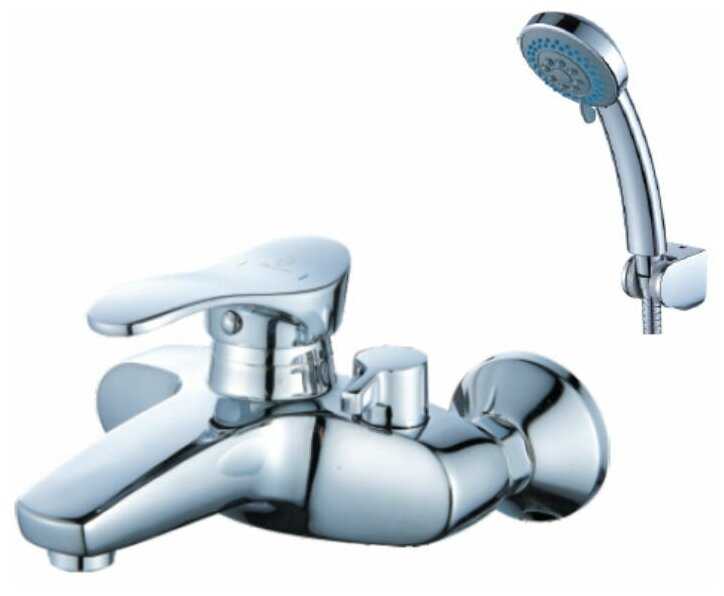 Смеситель Diadonna для ванны латунный с литым изливом и 2-х режимной душевой лейкой, хромированный