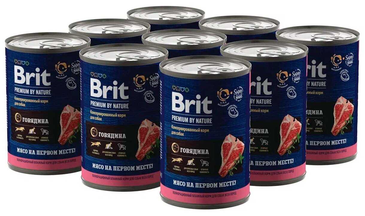 Консервы Brit Premium by Nature для взрослых собак всех пород с говядиной 410 грамм фотография 17