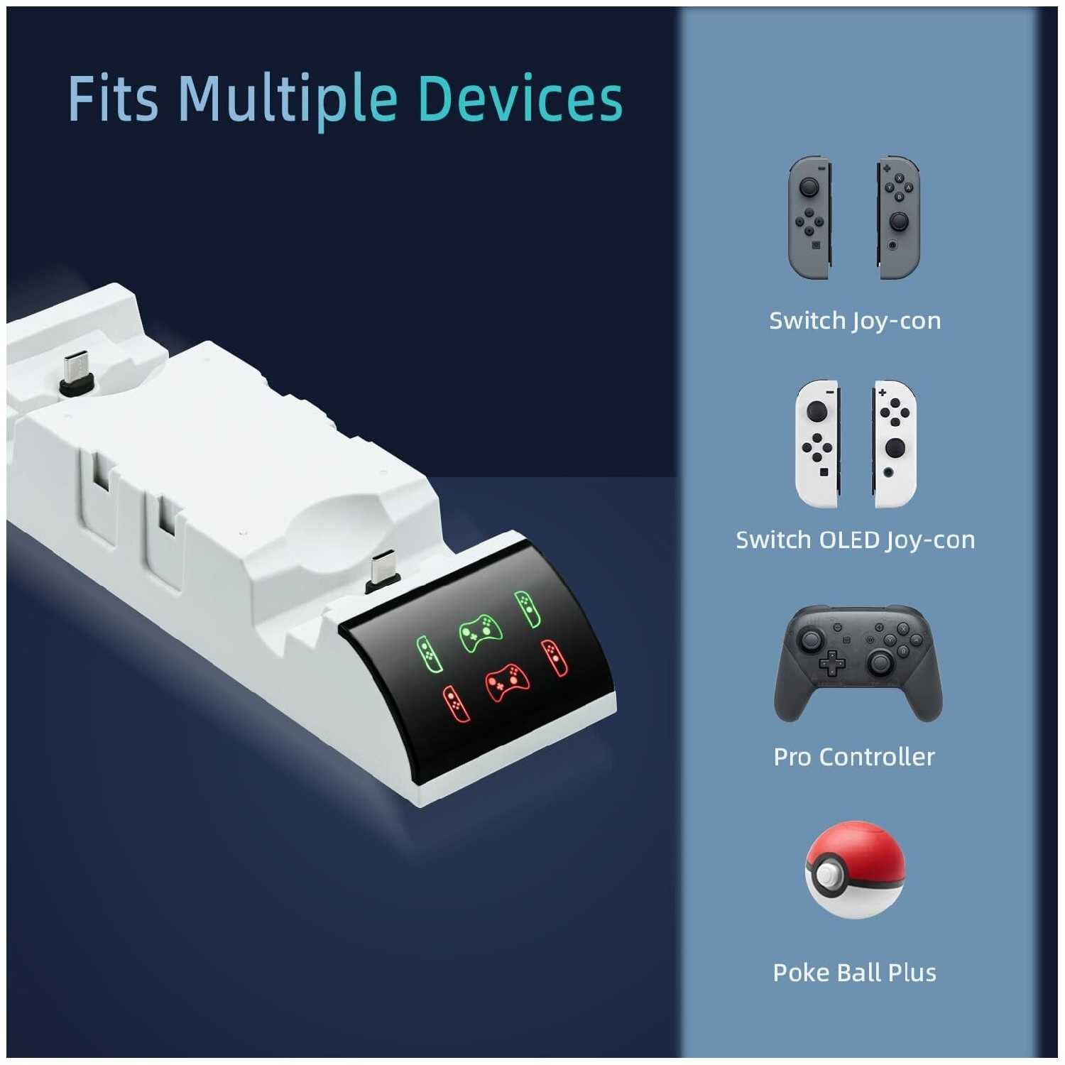 Многофункциональная зарядная станция 6 в 1 DOBE для Nintendo Switch и Pro Controller (TNS-19035) фотография 3