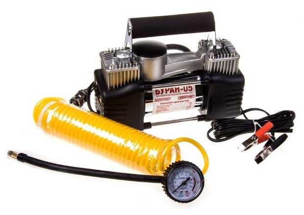 Компрессор автомобильный двухпоршневой от аккумулятора воздушный металлический Буран 05 60 л/мин / Автонасос электрический Skyway, S02001001