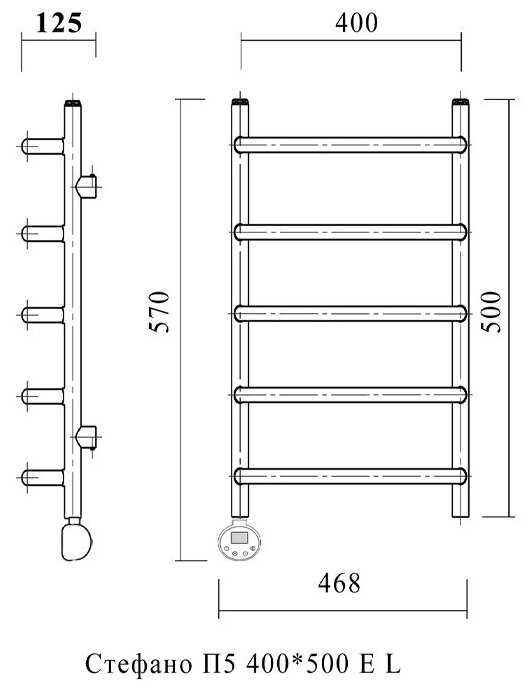 Полотенцесушитель электрический Domoterm Стефано П5 400x500 E L хром фотография 2