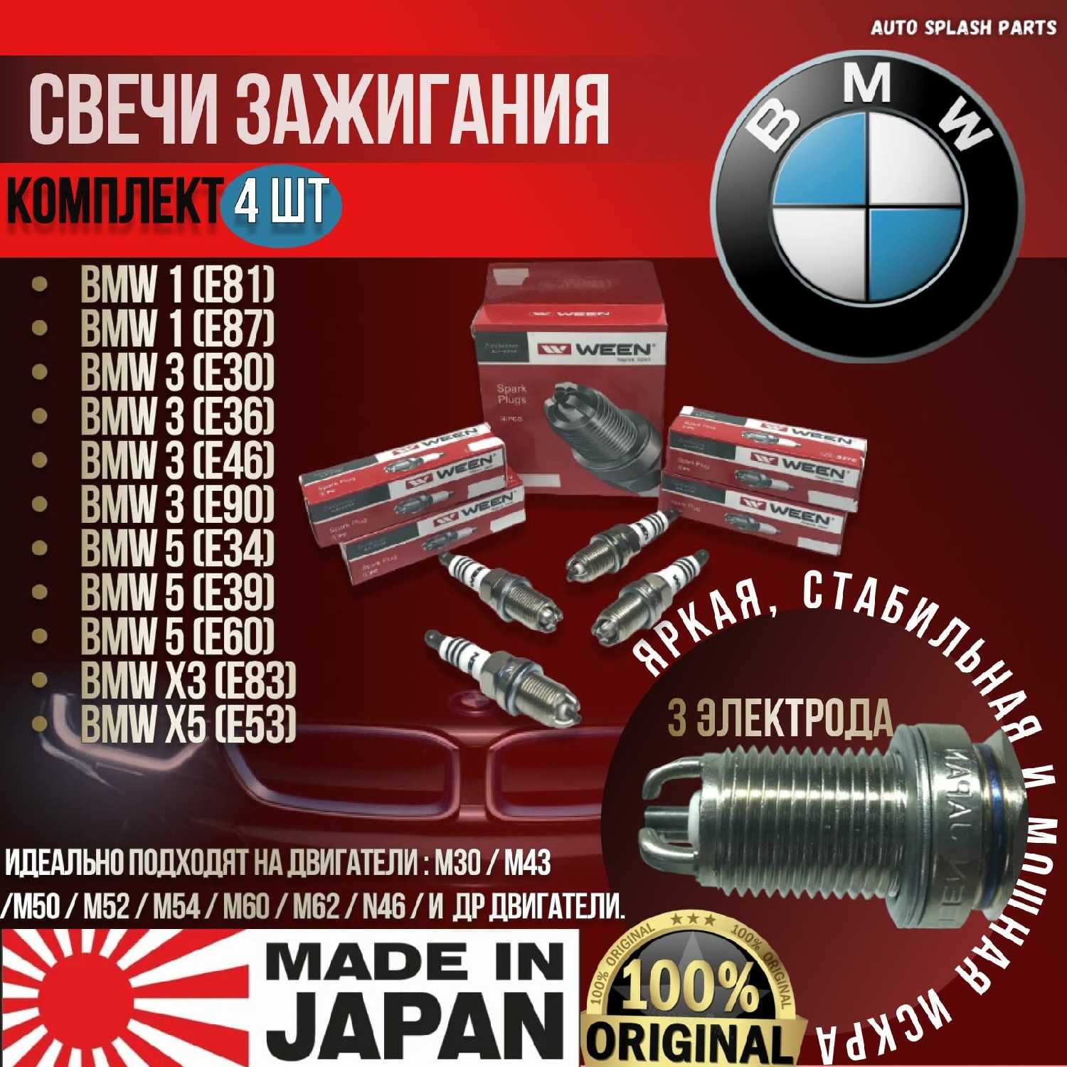 Комплект свечей зажигания BMW Комплект свечей зажигания (WEEN) фотография 20