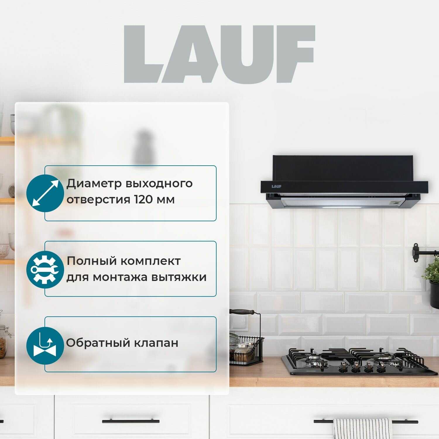 Вытяжка кухонная LAUF LUNA 500 (650м3/ч) фотография 16