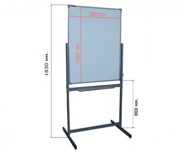 Доска магнитно-маркерная BoardSYS двухсторонняя, на колесах ПО*75Ф 183х75 см фотография 1