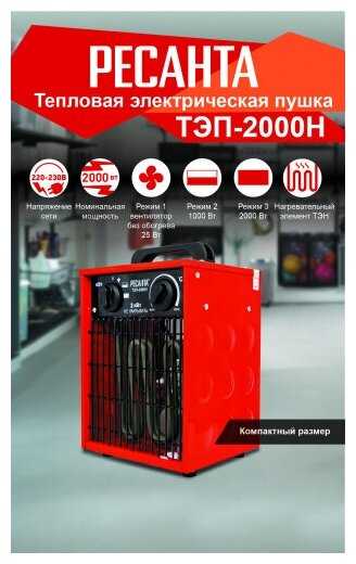 Электрическая тепловая пушка РЕСАНТА ТЭП-2000Н фотография 5