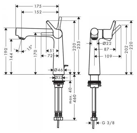 Смеситель универсальный hansgrohe Talis S 72113000, рычажный фотография 11