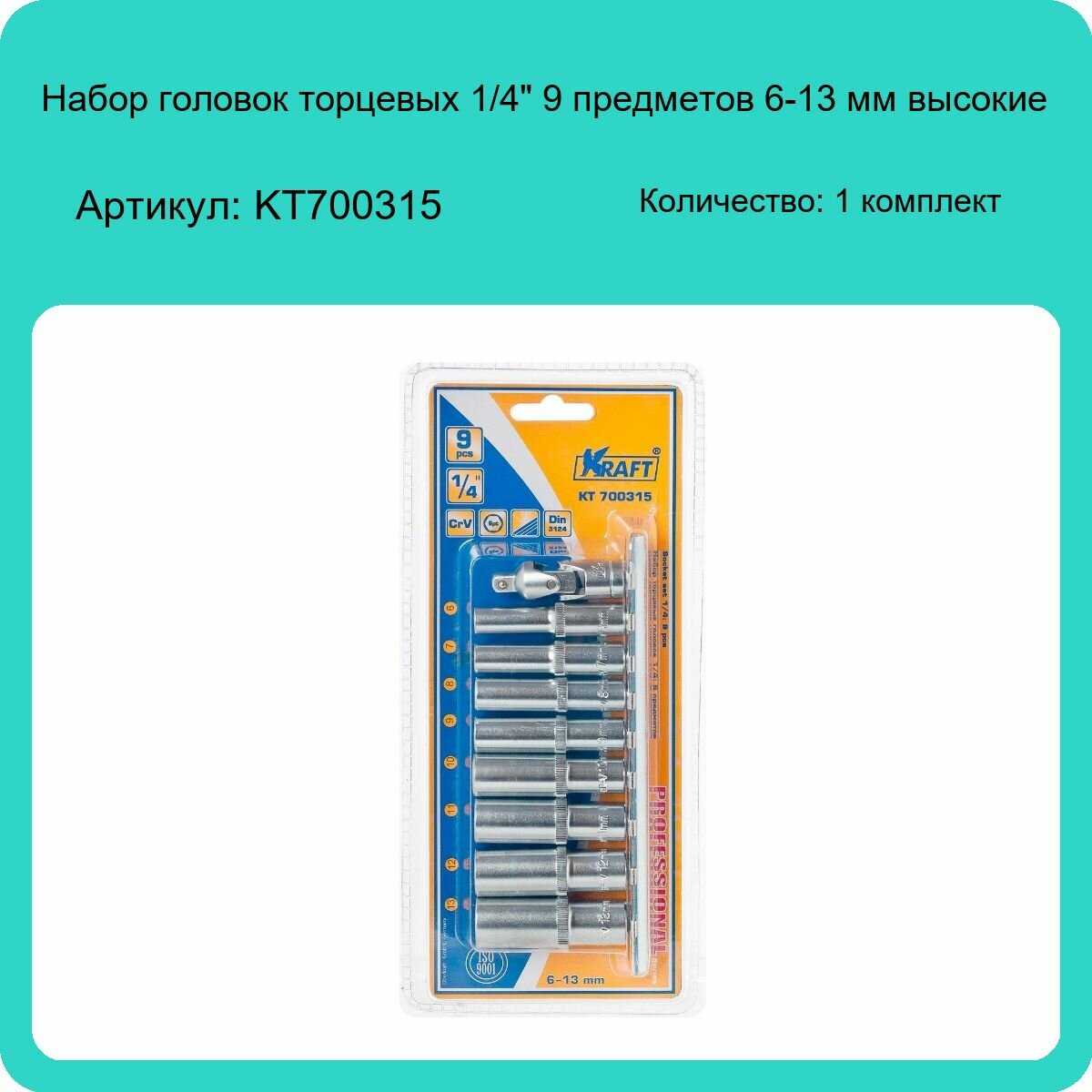 Набор головок Kraft Набор головок 1/4