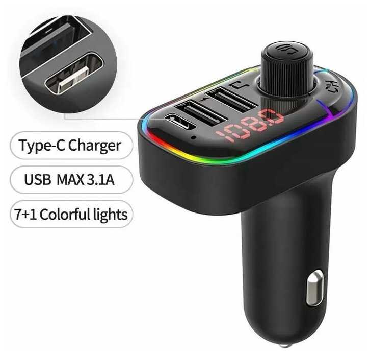 FM-трансмиттер TDS TS-CAF12 RGB (Bluetooth) фотография 1