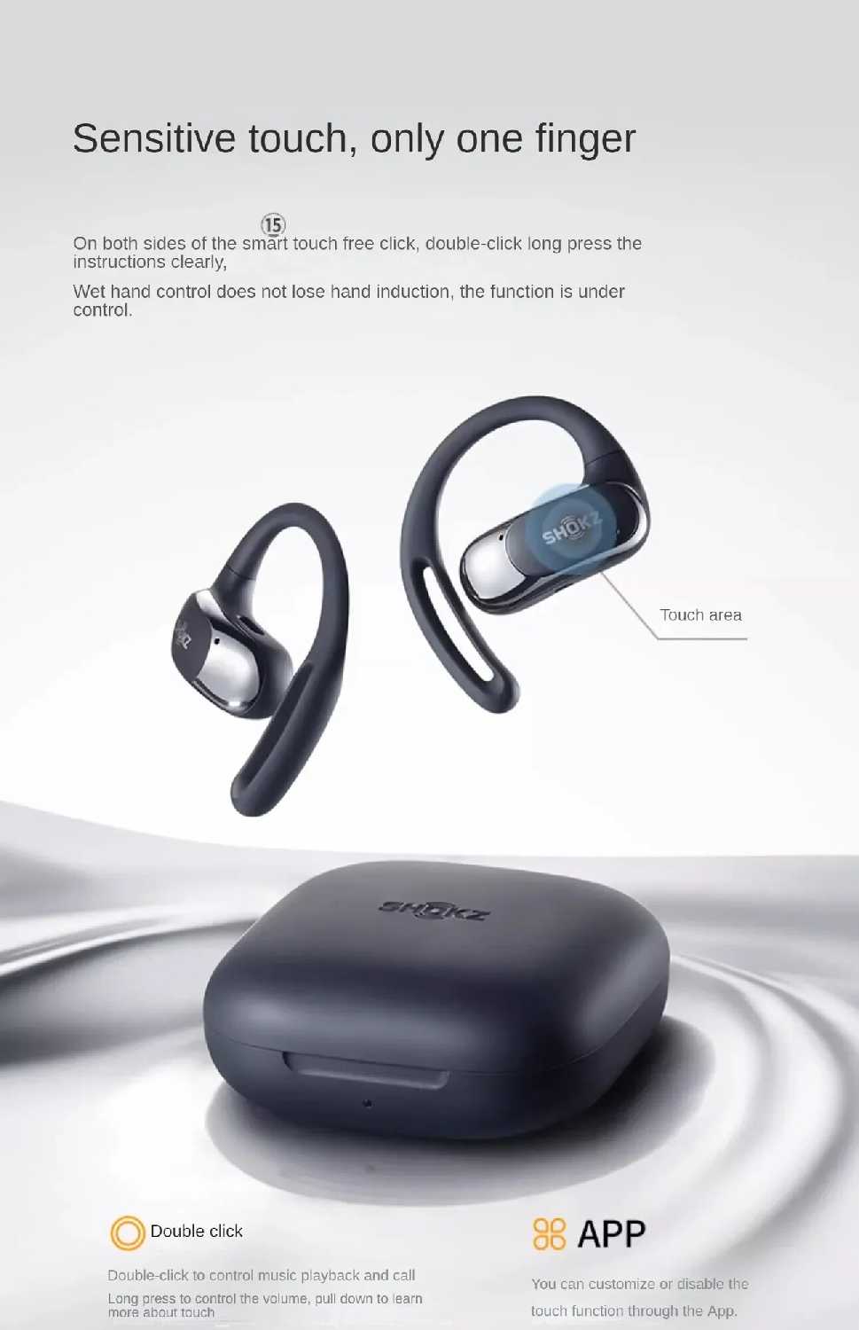 Беспроводные Bluetooth наушники Shokz OpenFit Air (IP54) фотография 8