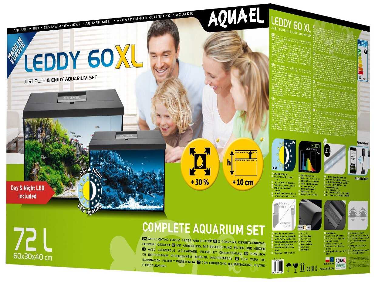 Аквариум AQUAEL LEDDY SET DAY & NIGHT XL 2.0 60 черный (72 л) фотография 1