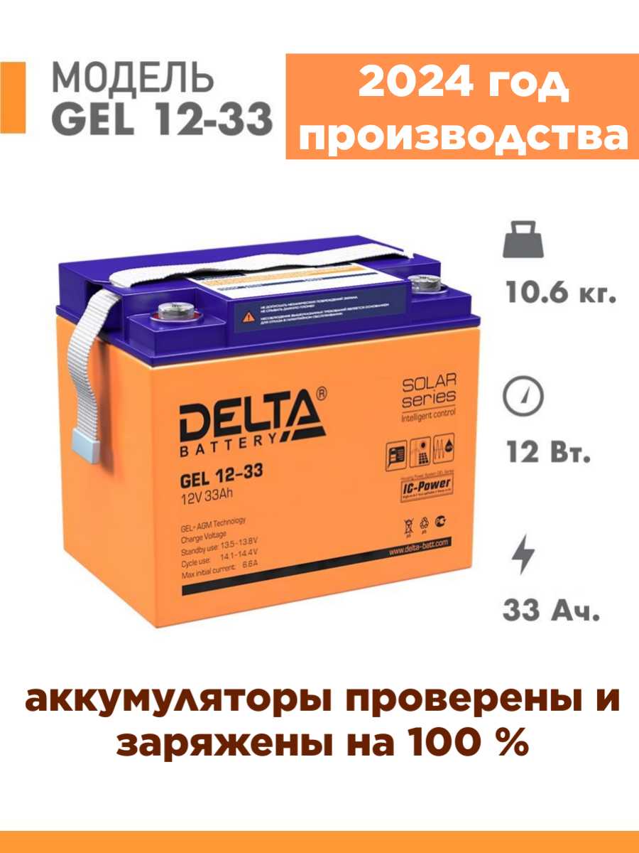 Аккумуляторная батарея DELTA Battery GEL 12-33 (12В) фотография 1