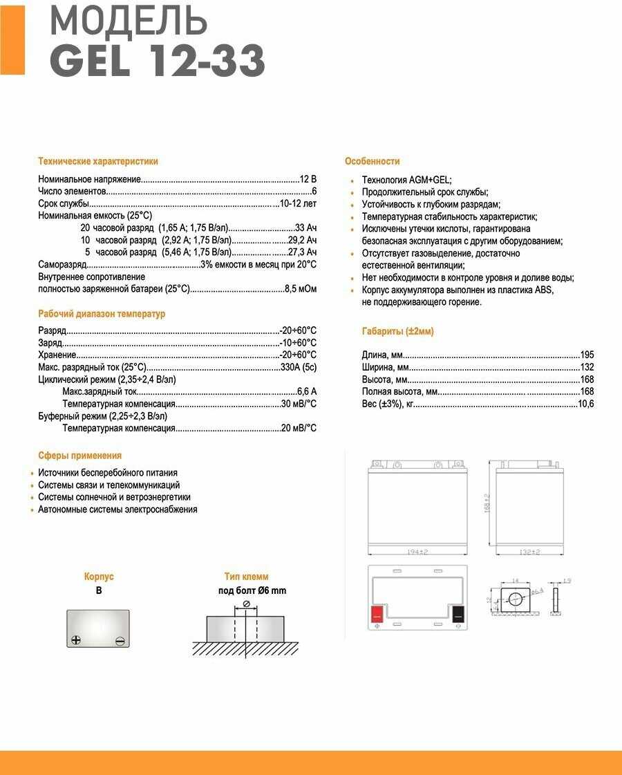 Аккумуляторная батарея DELTA Battery GEL 12-33 (12В) фотография 2
