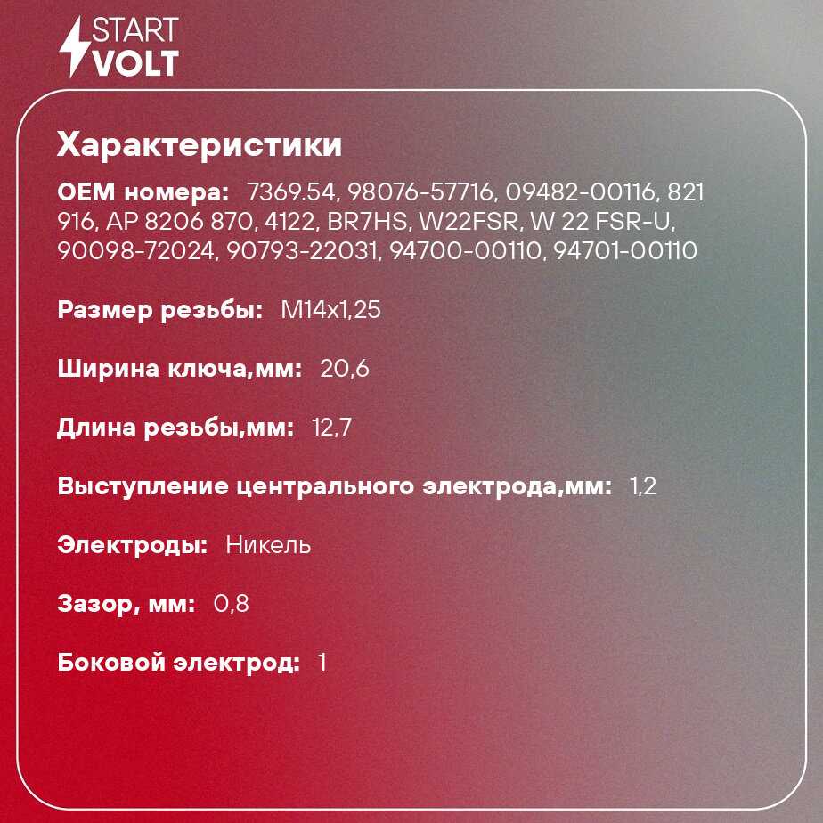 Свеча зажигания StartVolt BR7HS (3528) фотография 1