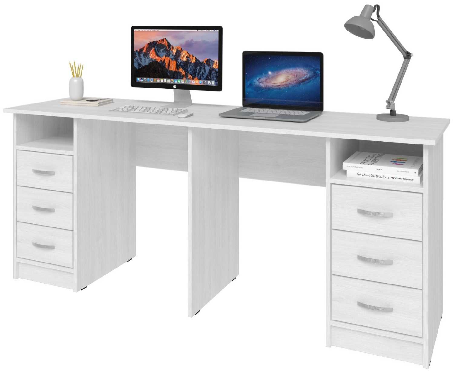 Стол письменный Хит-33, ШхГ: 200х50 см, цвет: Белый