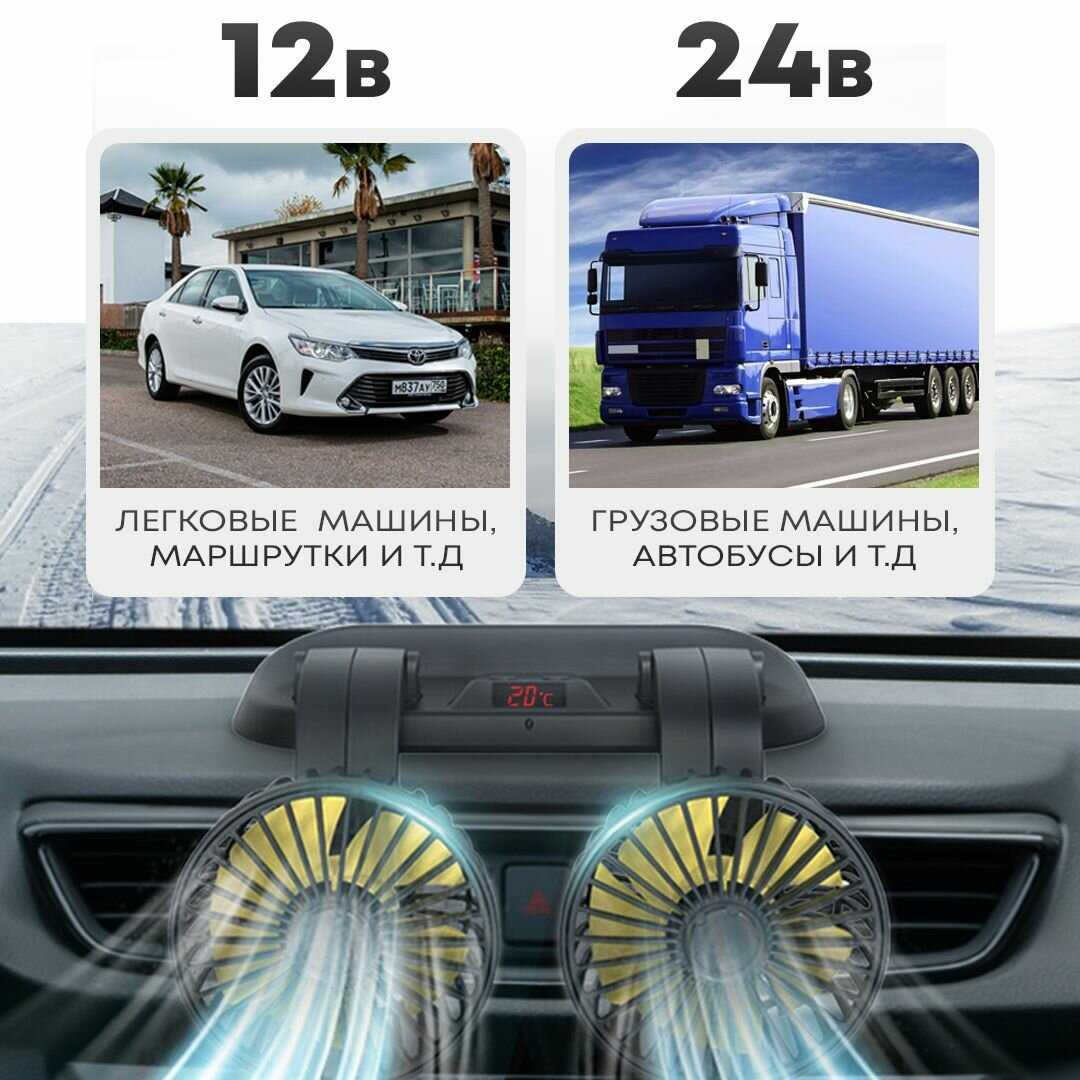 Автовентилятор двойной (d-105 мм) с USB разветвителем, термометром и автовизиткой фотография 8