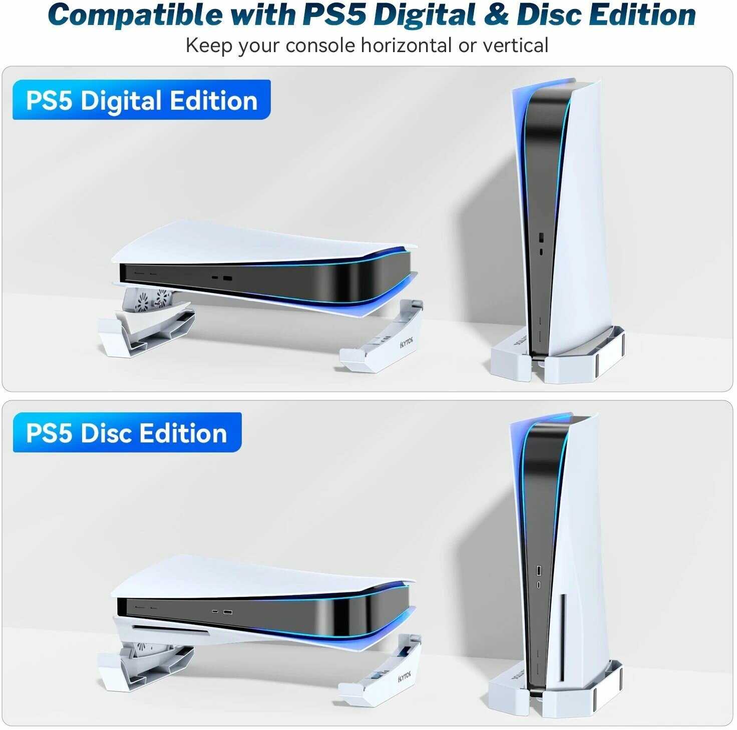 Аксессуары Kytok Подставка для PlayStation 5 с охлаждением [вертикальная и горизонтальная] фотография 3
