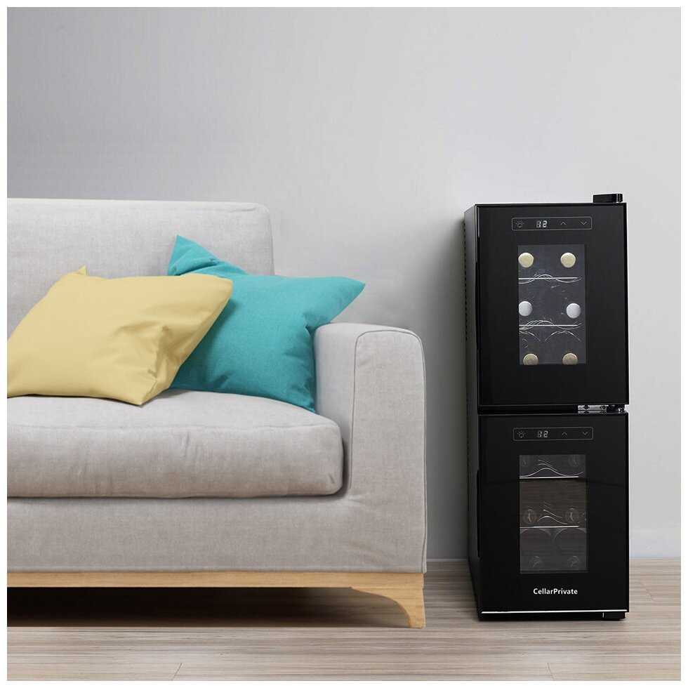 Винный шкаф Cellar Private CP012-2E термоэлектрический, двух камерный, 12 бут. фотография 2