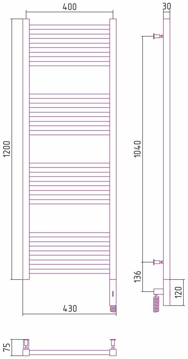 Электрический полотенцесушитель Сунержа Модус 3.0 1200x400 МЭМ Пр. арт. 00-5701-1240 фотография 3