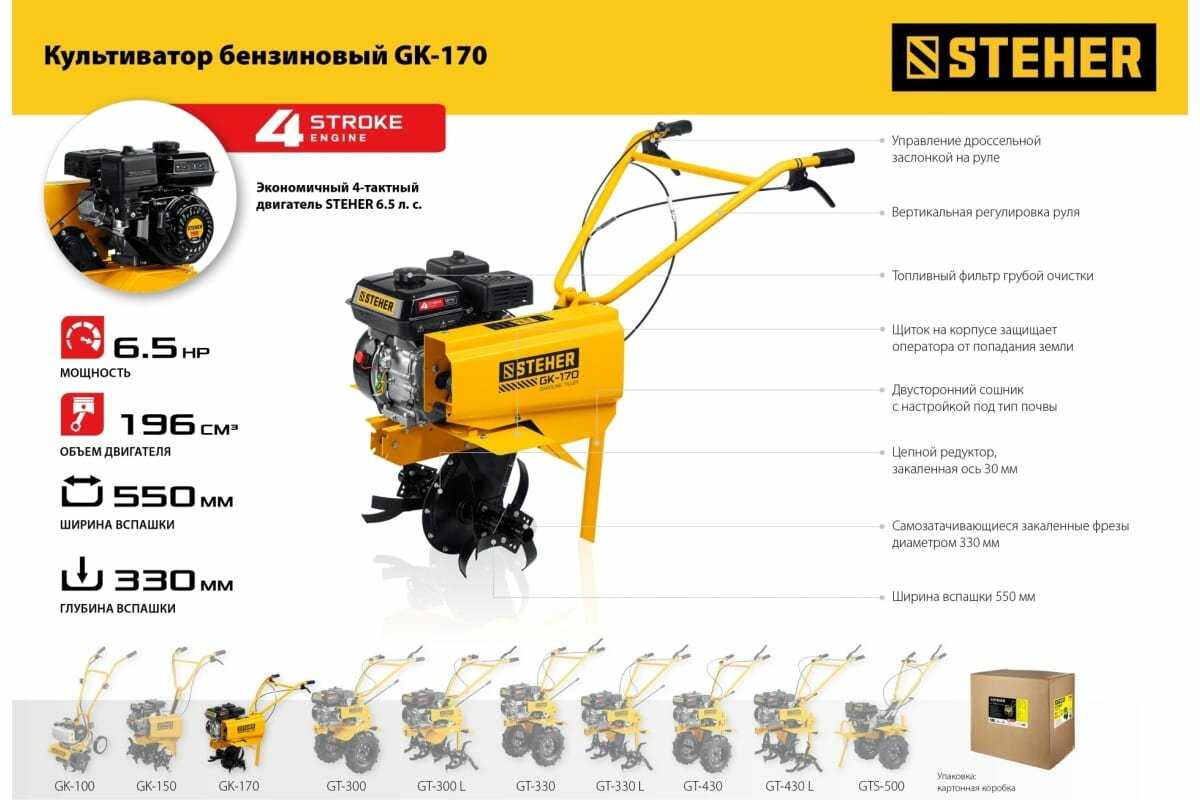Бензиновый культиватор STEHER GK-170 фотография 11