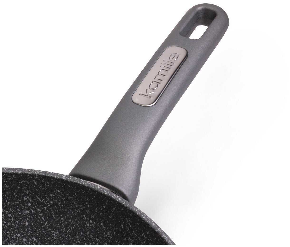 Сотейник 24 см с мраморным покрытием из кованного алюминия Kamille KM-4292GR (Ø24х7,5 см) фотография 1