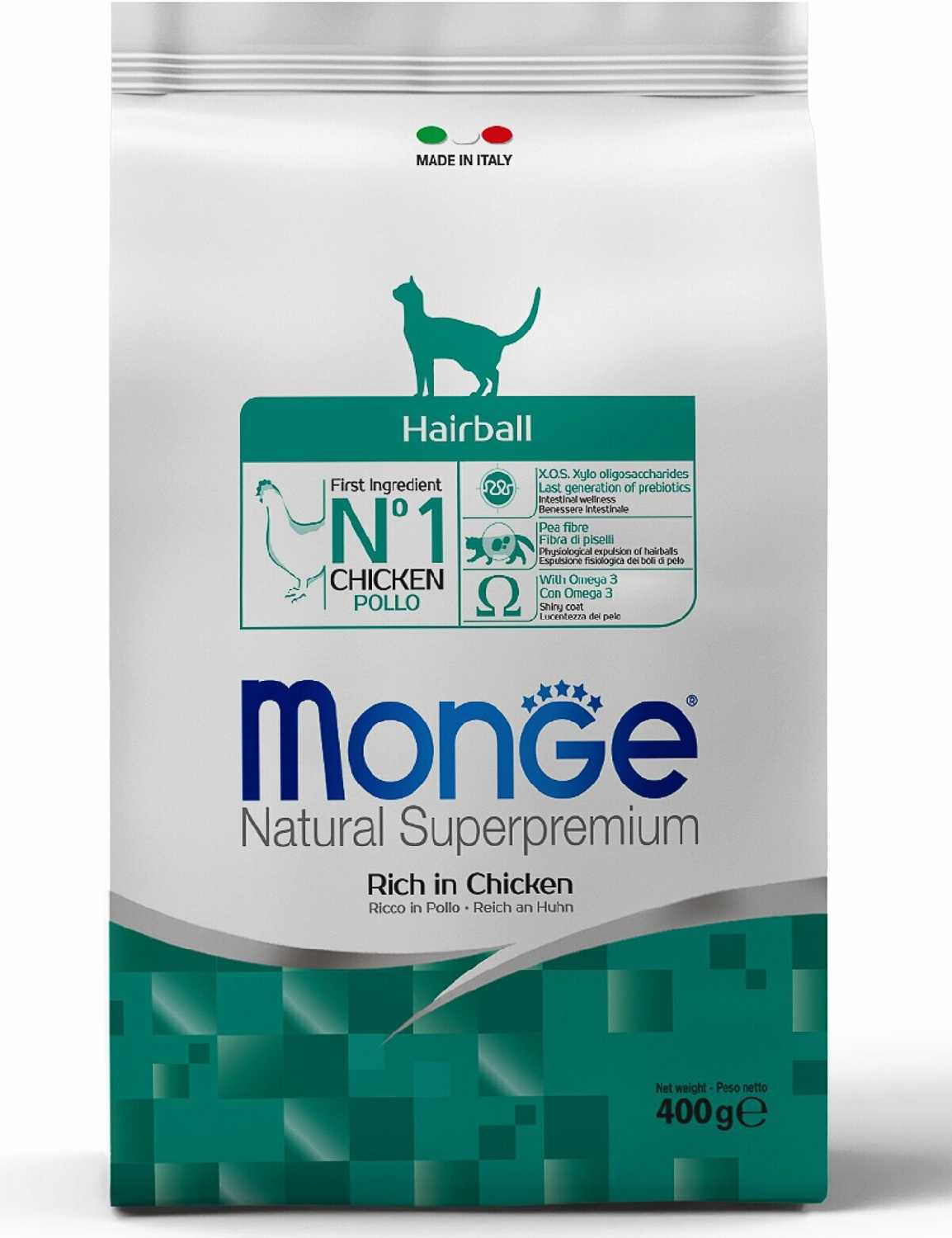 Корм для кошек Monge Natural Superpremium для вывода шерсти с курицей фотография 1