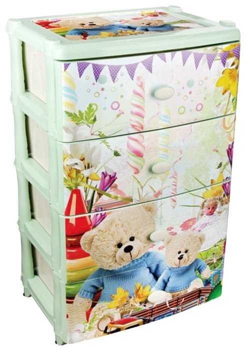 Бельевой комод Альтернатива Для игрушек широкий 4 секции (овальные ручки) фотография 8