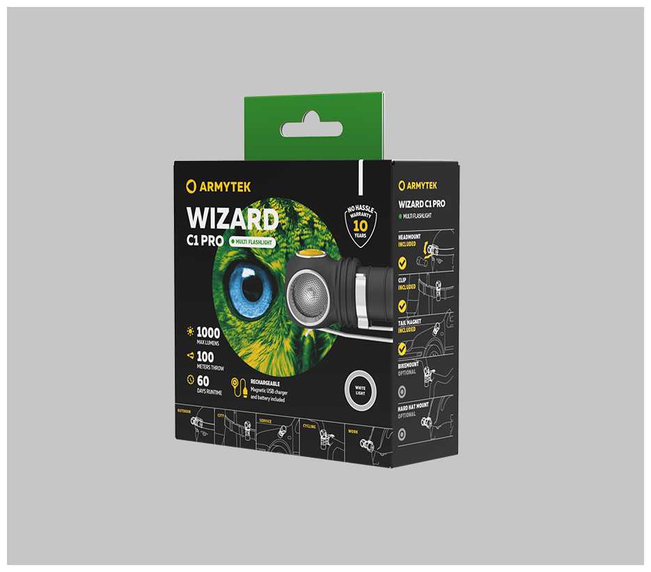 Фонарик аккумуляторный Armytek Wizard C1 Pro Magnet, Белый свет F09001C ручной налобный велосипедный кемпинговый светодиодный автомобильный магнитный фотография 2