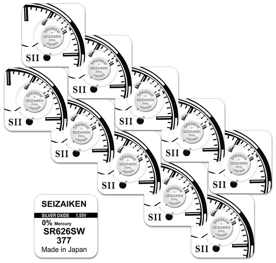 Батарейка Seizaiken 377 (SR626SW, SR66, AG4) - 10 шт. фотография 4