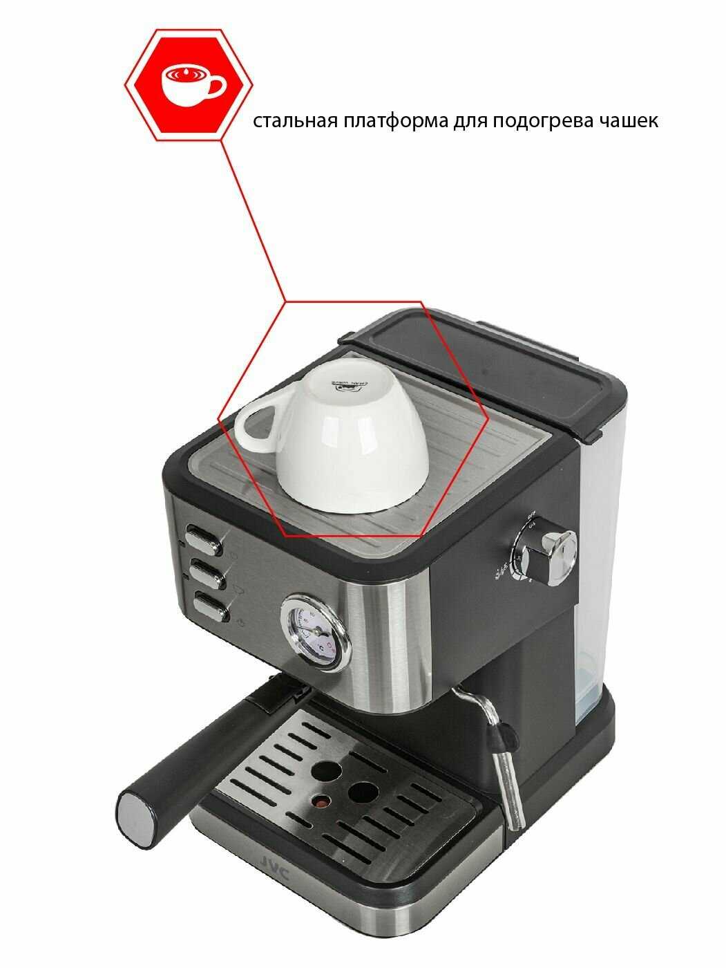 Кофеварка рожковая JVC Кофеварка рожковая JVC (20 Бар) фотография 3