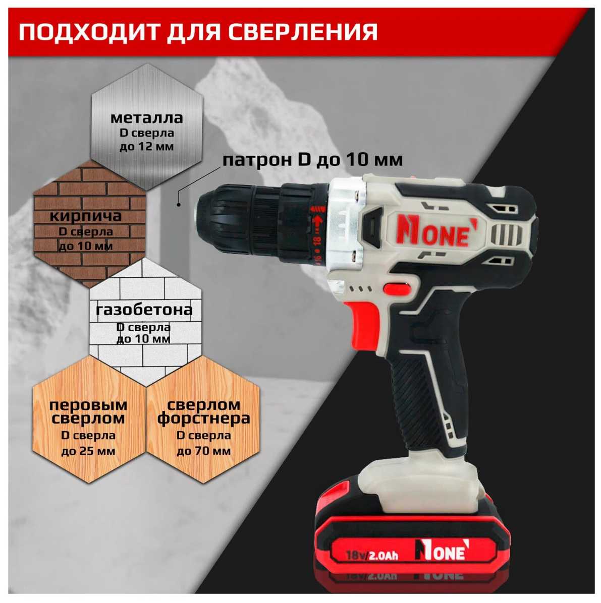 Аккумуляторная дрель-шуруповерт NUMBER ONE CD18/2.0-PROMO фотография 9