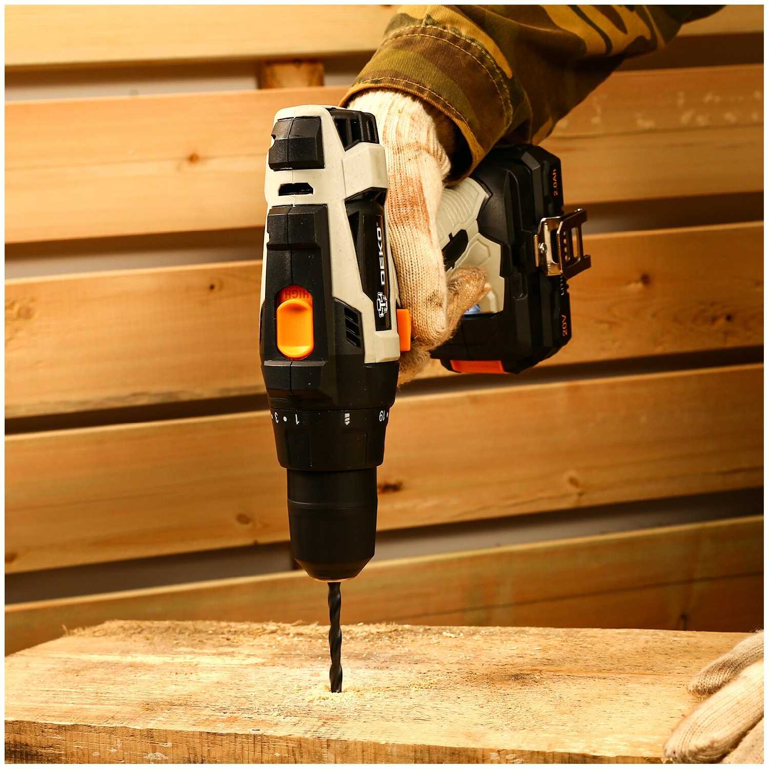 Аккумуляторная дрель-шуруповерт DEKO DKCD20 20В 1*2.0Ач и аккумуляторная УШМ DEKO DKAG20-125 20В 125 фотография 3