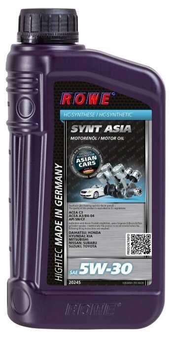 Полусинтетическое моторное масло ROWE Hightec Synt Asia SAE 5W-30 фотография 1